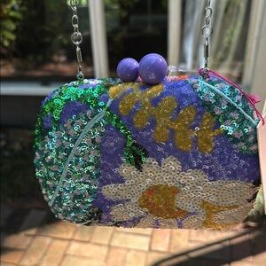 Purple and Gold Beaded Evening Clutch